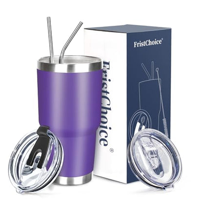 30 oz Tumbler with Lids and Straws Double Wall Vacuum Insulated Tumbler Cup,Stainless Steel Leak-proof Thermal Tumbler Powder Coated Travel Coffee Mug for Cold and Hot Drinks,Purple - color: Purple, size: 30 Ounces