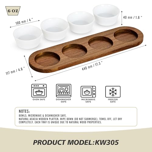 6oz White Ceramic Chips and Dip Serving Platter For Olive Cracker Tray,Small 4Inch Bowls Cranberry Sauce Relish Dish for Appetizer,Side Dishes,Cheese ball,Dipping,Dessert,Salsa,Tapas - color: White