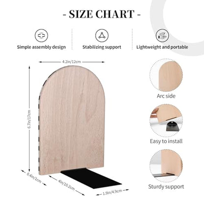 Geometric Black & White Patterns 2 Print Book Ends, 1 Pair Sturdy Wooden Bookends for Shelves Heavy Duty Non-Slip Wood Bookend for Home Office Library School Study Decoration