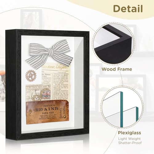 2 Pack Shadow Box Frame 11"x 14" - Wood Deep Shadowbox with Glass Shadow Boxes Display Cases Suitable for Photos, Dried Flowers, Handicrafts Picture Frames for Wall Hanging Tabletop (Black) - size: 11×14-2pcs-black