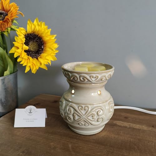 Hosley 2-Pack 5" High Cream Ceramic Electric Warmer. Ideal Gift for Wedding Spa Aromatherapy. Use with Wax Melts Cubes and Fragrance Oils. - color: Cream*2