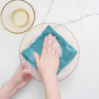 Homaxy 100% Cotton Waffle Weave Kitchen Dish Cloths 15-Pack, Lake Blue | 12 x 12 Inches, Ultra Soft Absorbent Dish Towels, Quick Drying Dish Rags with Hanging Loop - color: Lake Blue, size: 12 x 12 - 15 Pack