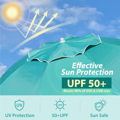 AMMSUN Shade Umbrella, Premium Portable Umbrella with Stand, 6.5ft Lightweight Free Standing Canopy for Sporting Games, Adjustable Instant Sun Protection and Easy to Carry, Turquoise - color: Turquoise