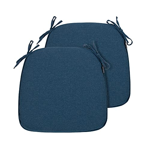 Magpie Fabrics Outdoor U-Shape Chair Cushions with Ties (Dark Blue) | 17"x16"x2" Set of 2, Waterproof All Weather Seat Pads Decoration for Patio Garden Furniture Home Office - color: Dark Blue, size: Set of 2