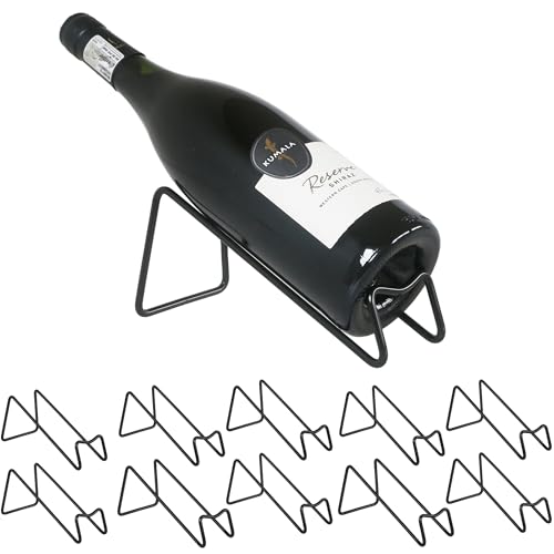 10 Pcs Metal Wine Rack Freestanding -Tabletop/ Countertop Wine Rack Holder - Wine Bottle Storage Rack, Party Wine Holder Stand, Unique Wine Gifts and Accessories for Wine Lovers (Black) - color: Black, size: 10