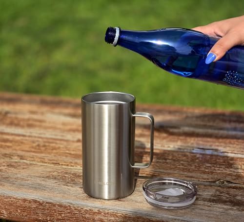 CHILLOUT LIFE Stainless Steel Vacuum Insulated Coffee Mug 20 oz (Set of 2) with Handle and Lid, Large Thermal Camping Coffee Mugs with Sliding Lid for Men & Women, Keeps Your Beverages Hot & Cold - color: Stainless Steel, size: 20 Ounces - 2 Pack