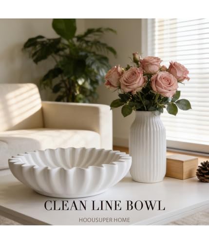Hoousuper Large decorative bowls for home decor, Modern key bowl for entryway table, Handicraft purse bowl, catch all bowl, Artificial Stone, white. - size: Purse White