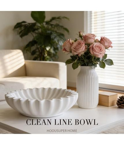 Hoousuper Large decorative bowls for home decor, Modern key bowl for entryway table, Handicraft purse bowl, catch all bowl, Artificial Stone, white. - size: Purse White