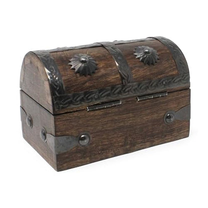 Keepsake Wooden Treasure Chest with Antique Jewelry Lock and Key (Small 5x3x3.25) – Decorative Box, Pirate Wooden Chest, Wood Box with Lid, Rustic Storage Chest - size: Small 5 x 3 x 3.25"
