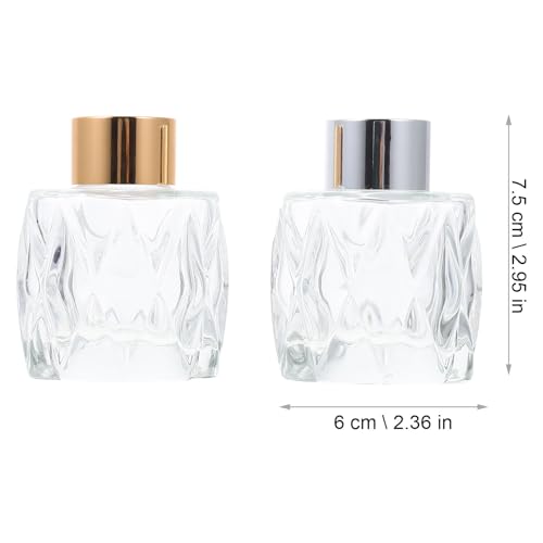 Cabilock 4Pcs Glass Aroma Bottles with Rattan Sticks 2.95 X 2.36 X 1.77 in Decorative Essential Oil Diffuser Set for Home Decor Living Room Spa Meditation Bathroom