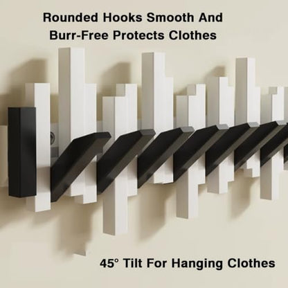 Wall-Mounted Coat Rack Rail Hook with Wood Pegs,Piano Coat Rack Wall Mount,for Small Spaces Entryway Hallway Bathroom(3 Hooks) - size: 3 Hooks