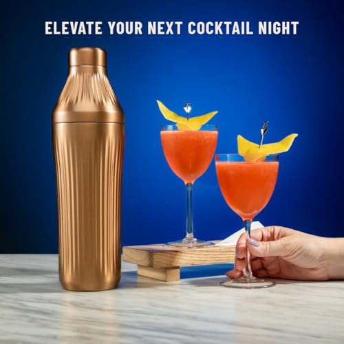 Diamond Edition Hybrid Cocktail Shaker Set, Brushed Copper, 28 oz | Diamond Edition Hybrid Cocktail Shaker Set with Vacuum Insulated Stainless Steel, Brushed Copper, 28 oz - color: Brushed Copper