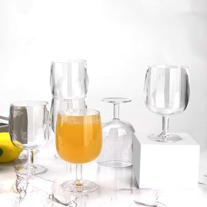 Yalin Set of 6 Unbreakable 12 oz Acrylic Plastic Wine and Water Tumbler Stackable Goblets. (Clear, 12 oz) - color: Clear, size: 12 oz