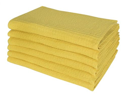 Dish Towels|Kitchen Dish Cloths Two-Sided Waffle Terry|13x28 Inches 100% Cotton Dish Rags Washing Dishes|Super Absorbent Reusable Quick Drying Dish Towels| 6-Pc Set Lemon Yellow - color: Lemon Yellow-2