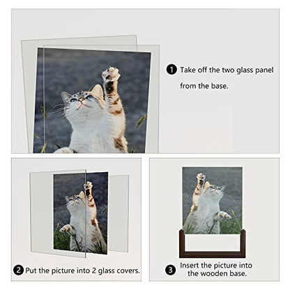 RLAVBL 8x10 Picture Frame Set of 2, Rustic Glass Photo Frames with Base for Tabletop Display - size: 8x10