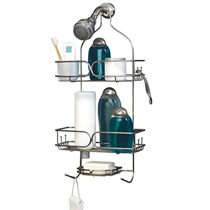Zenna Home Shower Caddy Hanging Bathroom Organizer, Stainless Steel Shower Rack with 2 Shelves and Built in Hooks, Rustproof Over Shower Head Storage System, Stainless Steel - style: 2-Shelf Caddy
