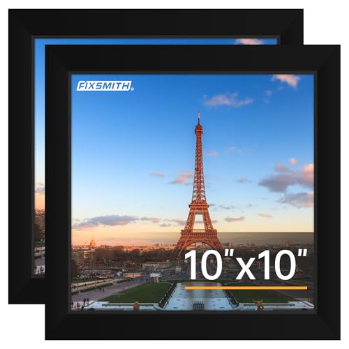 10x10 Picture Frame Set of 2, Photo Frame with HD Plexiglass, Display Pictures 8x8 with Mat or 10x10 Without Mat, Black Picture Frames Collage Wall Decor, Gallary Wall Frame - color: Black, size: 10"×10"