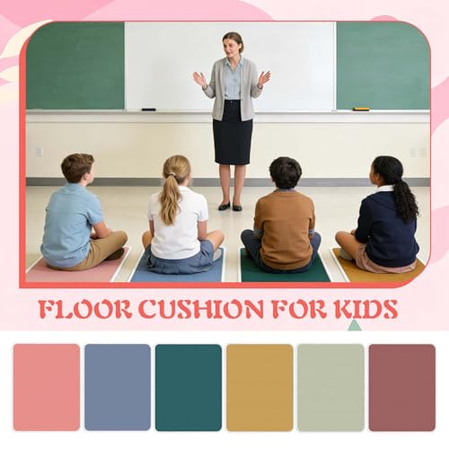 12Pcs Classroom Square Mat, Square Classroom Rug 12.5 * 16.5 Non-Slip Floor Mat Floor Cushion, Suitable for Classroom, Learning Spaces, Playroom and Educational Facilities - color: Square-wild