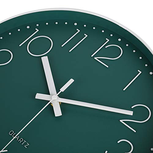 12 Inch Silent Non-Ticking Battery Operated Round Wall Clock Easy to Read Peacock Color Wall Clocks - color: Peacock, size: 12 Inch