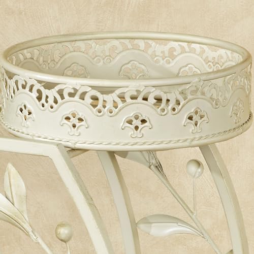 Touch of Class Catarina Ivory Metal Three Tiered Plant Stand