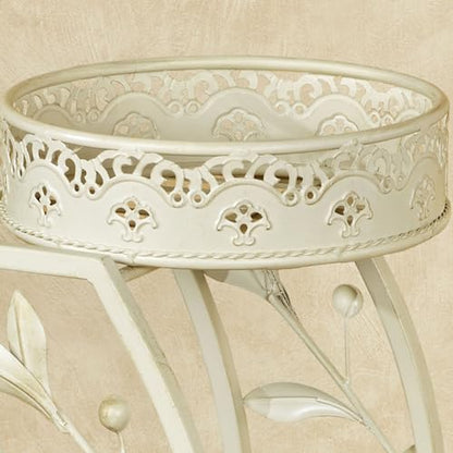 Touch of Class Catarina Ivory Metal Three Tiered Plant Stand