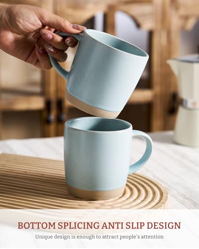 famiware Coffee Mugs Set of 4, Milkyway 13 oz Ceramic Cup Set with Handle | Stoneware Mug Set for Tea, Coffee, Latte, Cappuccino, Cocoa, Microwave and Dishwasher Safe, Light Blue - color: Milkyway-Light Blue, size: 4 Count (Pack of 1)