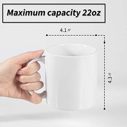 BYCNZB 22oz white Super Large Ceramic Coffee Mugs Large Handles Set of 4 - color: White