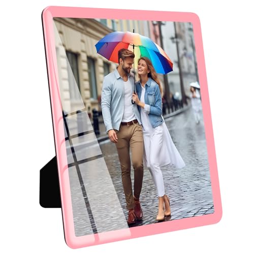 Bluesun Pink 8×10 Picture Frame, Vertical & Horizontal Wall & Tabletop | 8×10 Photo Frame Pink with Tempered Glass & Rounded Corners,Perfect for Girlfriends Sister Mom Women Home & Office - color: Pink, size: 8x10 （1 Pcs）