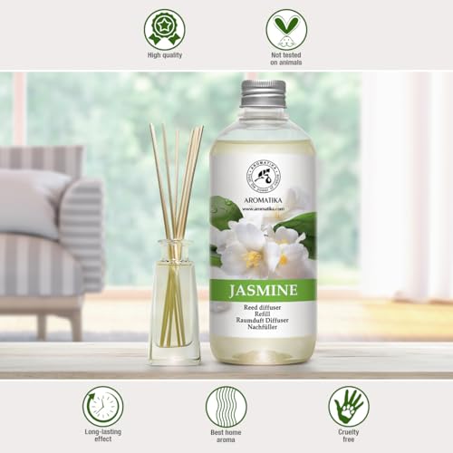Jasmine Reed Diffuser Refill - 4x17 Fl Oz - Scented Reed Diffuser Refill - Home Fragrance - Air Freshener - Room Freshener - Floral & Long Lasting Scent - Aromatherapy