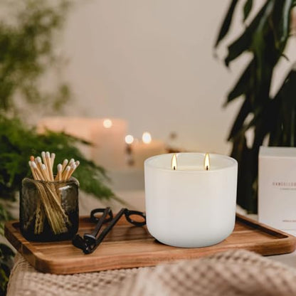 2-Pack Citronella Candles in White Ceramic Jars - 2 Cotton Wicks, Citronella Oil with Elegant White Pillar Design Perfect for Outside Patio, Camping & Garden, Summer Gifts for Indoor Home - color: White