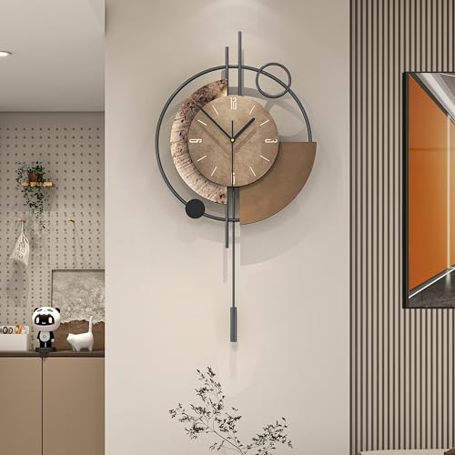 FLEBLE Large Wall Clock Decorative Modern Wall Clocks with Pendulum Silent | Analog Battery Operated Quality Quartz Clock for Living Room,Kitchen,Home,Farmhouse,Bedroom,Classroom Wall Decor,12.6*24inch - size: 12.6*24inch