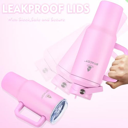 40 oz Tumbler with Handle and Straw or Convert to 40 oz Insulated Water Bottle Fits in Cup Holder. Stainless Steel Metal Water Flask with 2 Lids for Travel,Camping,Gym Sports Coffee Mug Thermal Cup - color: Lavender Purple