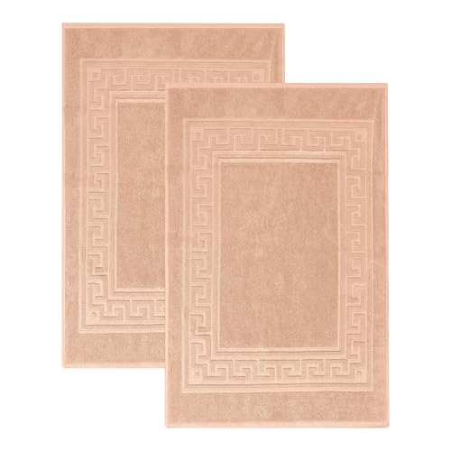 Superior Heavyweight Cotton Bath Mats, Bath Rugs For Bathroom Accessories, Washable Rug For Shower, Bath, Toilet, Modern Decor, No Backing, Luxury Hotel And Spa Quality, Set of 2, 22" x 35", Peach - color: Peach, size: 22" x 35" (Set of 2)