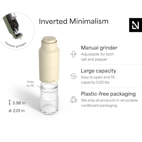 LARS NYSØM Salt and Pepper Grinder Set, Stainless Steel Manual Salt and Pepper Mills, Adjustable Ceramic Grinder, Design Spice Shakers (Green/Beige) - color: Sage Green/Almond Beige