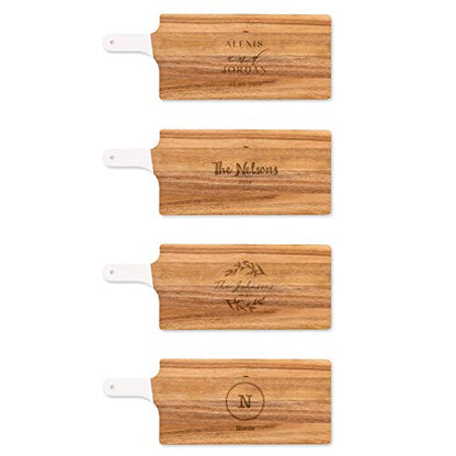 Weddingstar Personalized Wooden Cutting Board or Serving Board with White Handle 7.8" x 21"- Signature Script Etching - color: Signature Script, size: 21"L x 7.8"W