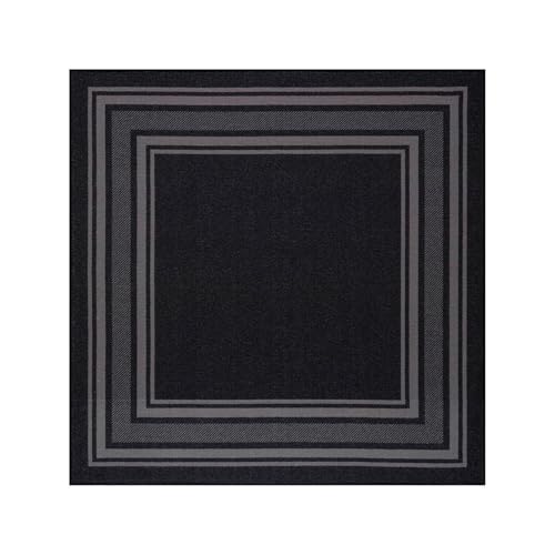 Beverly Rug Non Slip Area Rugs 3x3 Modern Bordered Non Skid Rubber Backing Soft Area Rug for Living Dining Room Easy to Clean Non Shedding Kitchen Bedroom Indoor Carpet 3 x 3 Black - color: Black, size: 3' x 3' (Square)