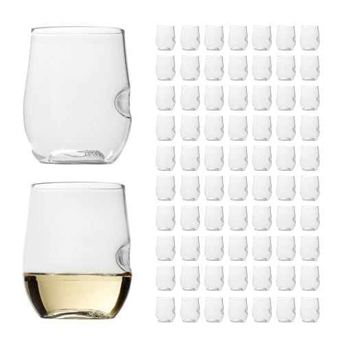Unbreakable Stemless Wine Glass – Set of 72, 12oz, Dishwasher Safe, BPA-free Tritan, Clear Stemless White Wine Glasses, Shatterproof for Indoor, Outdoor, Everyday Use. Reusable, Made in the USA - size: 72 COUNT
