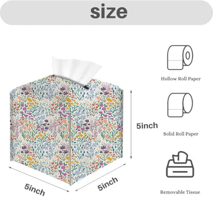 Floral Tissue Box Cover, Tissue Box Holder for Home, Playoom 5x5IN - color: Wildflowers 386