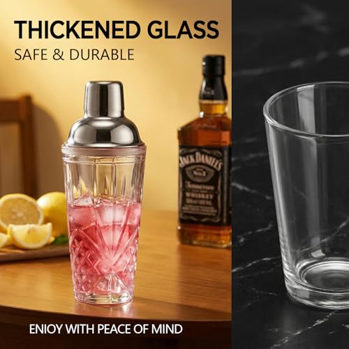 Cocktail Shaker, 14.5 Oz Glass Martini Shaker with Strainer for Bars, Whiskey, Cocktails, Silver - color: Silver