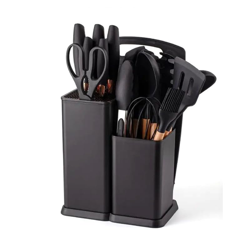 Kitchen Utensil Set with Holder – 19-Piece Silicone Cooking Tools with Stand | Heat Resistant, Non-Stick, BPA-Free | Cooking Utensils for Home & Professional Use