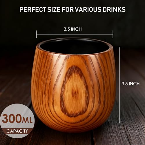 Wooden Whiskey Glass Set Of 2 Wooden Bourbon Glass Charred 10oz Bourbon Gifts For Him Man Husband Father Birthday Wood Whiskey Tumbler Handcrafted Whisky Cup (2)