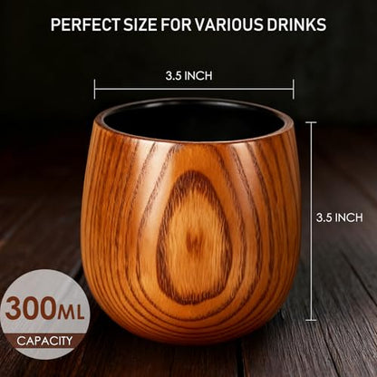 Wooden Whiskey Glass Set Of 2 Wooden Bourbon Glass Charred 10oz Bourbon Gifts For Him Man Husband Father Birthday Wood Whiskey Tumbler Handcrafted Whisky Cup (2)