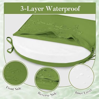 Basic Beyond Outdoor Cushions for Patio Furniture Waterproof Outdoor Chair Cushions Set of 4-19 x 19 x 3 Inch Thick Patio Chair Cushions with Adjustable Ties, Apple Green - color: Apple Green