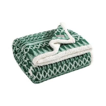 Eddie Bauer - Throw Blanket, Ultra-Soft Plush Bedding with Faux Shearling Reverse, Blanket for Couch & Bed (Alpine Fair Isle Green, 50" x 60") - color: Alpine Fair Isle Green, size: 50" x 60"