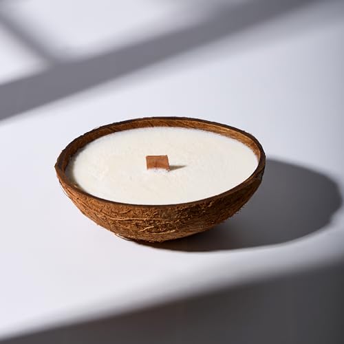 – Scented Candles Clearance | Coconut Shell Soy Wax Candle with Wooden Wick | Candles for Home Décor | Gift Idea for Women (1, Coconut)