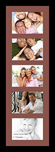 ArtToFrames Collage Photo Frame Single Mat with 5-5x7 Openings and Satin Black Frame. - color: 5 - 5x7 - (2137), size: Brique