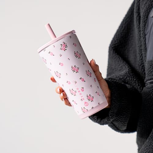 HydroJug Everyday Tumbler 20 oz, Ceramic-Lined Straw Cup, Wildrose - color: Wildrose, size: 20 Ounces