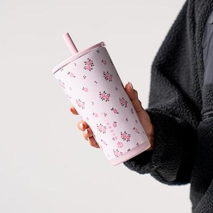 HydroJug Everyday Tumbler 20 oz, Ceramic-Lined Straw Cup, Wildrose - color: Wildrose, size: 20 Ounces