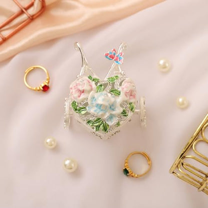 QIFU Hand Painted Small Silver Carriage Style Enamel Trinket Box, Unique Gift for Family - style: Carriage
