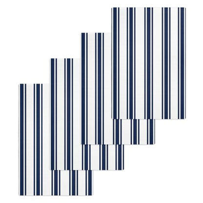 Navy Blue Striped Hand Towels Set, Waffle Weave Kitchen Towels 4 Pieces, Farmhouse Aesthetic Modern Stripes Microfiber Hair Face Bath Tea Towel Absorbent Quick Drying Cleaning Dish Cloths, 15.7"x23.6" - color: Navy, White, Blue, size: 4PCS,15.7"x23.6"